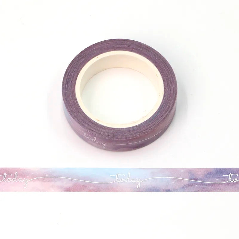 Purple Ombre Galaxy Today Washi Tape, Silver Foil Decorative Tape