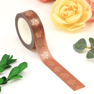 mystical autumn foilwashi tape, rose gold foil decorative journal tape rose gold foil leaf
