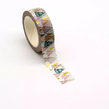 Load image into Gallery viewer, pink &amp; gold christmas tree washi tape, minimal colour winter decorative tape