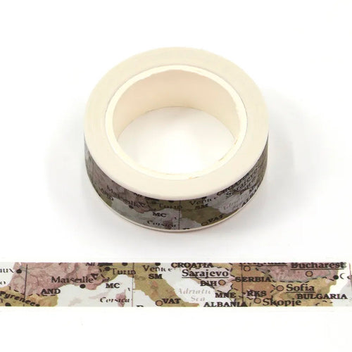 Vintage Style Map Washi Tape,  European Map Decorative Tape