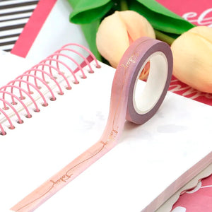 10mm Summer Skies Pink & Orange Today Washi Tape, Rose Gold Foil Decorative Tape