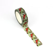 Load image into Gallery viewer, red cardinal washi tape, christmas cardinal decorative journal tape