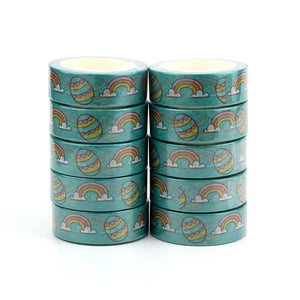 kawaii easter egg washi tape, spring rainbow decorative tape