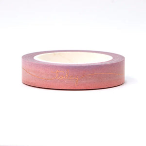10mm Summer Skies Pink & Orange Today Washi Tape, Rose Gold Foil Decorative Tape