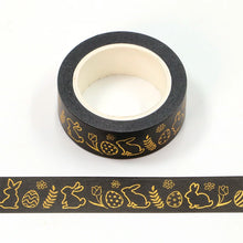 Load image into Gallery viewer, Minimal Gold Easter Washi Tape, Simple Easter Rabbit Decorative Tape