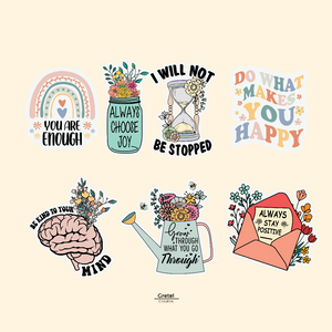 Positive Mental Health Bullet Journal Decorative Vinyl Sticker Pack