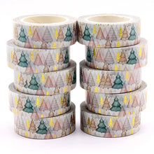 Load image into Gallery viewer, pink &amp; gold christmas tree washi tape, minimal colour winter decorative tape