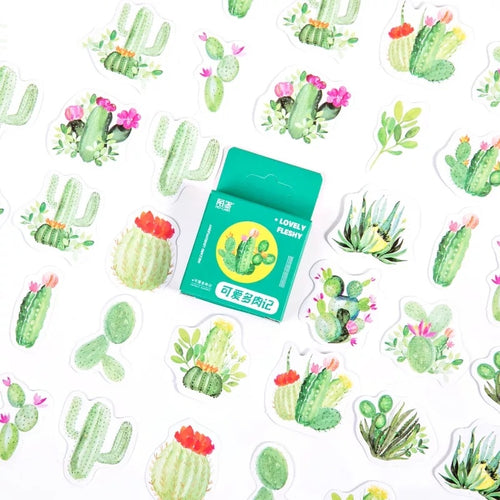 green cactus journal sticker flakes