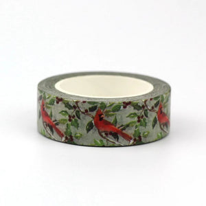 red cardinal washi tape, christmas cardinal decorative journal tape