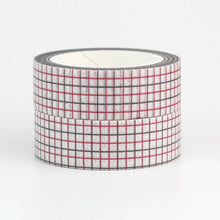 Load image into Gallery viewer, red and brown grid washi tape