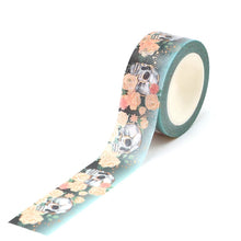 Load image into Gallery viewer, gold foil skull washi tape, floral skull decorative tape