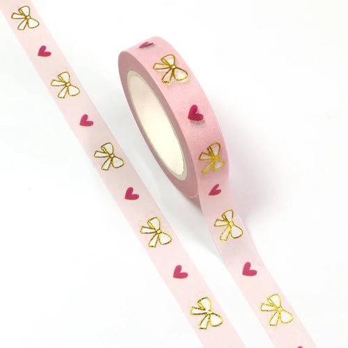 Patterned Heart Bow Washi with Champagne Gold Foil – Paca Post