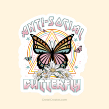 Load image into Gallery viewer, antisocial butterfly vinyl decorative sticker