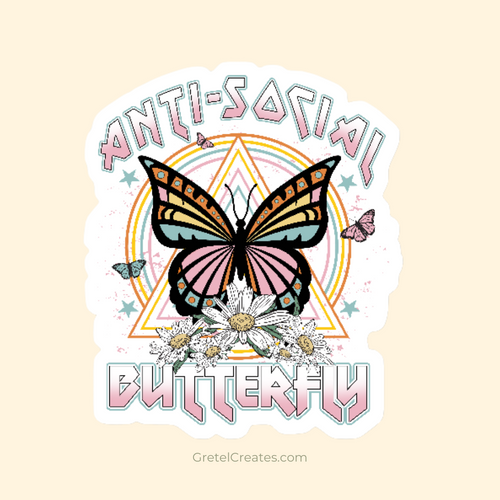 antisocial butterfly vinyl decorative sticker