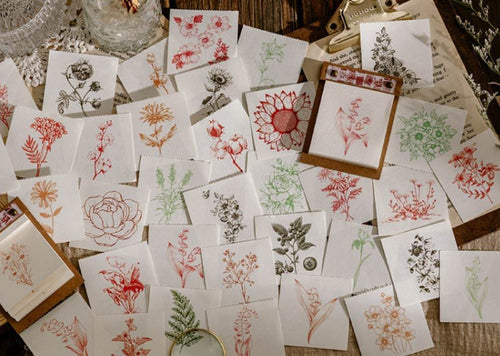 50pcs Vintage Style Floral Journal Ephemera