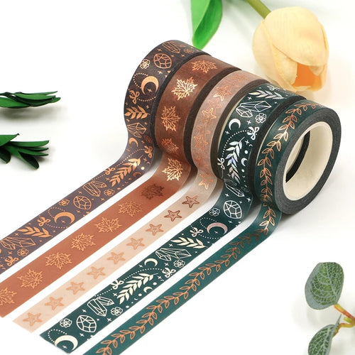 Witchy Washi STAMP tape with Gold Foil - Witch Washi Tape - Witch