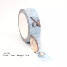 Load image into Gallery viewer, pale blue cosy winter dumpling washi tape, minimal blue food decorative tape