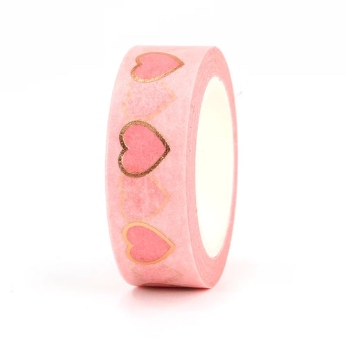rose gold foil heart washi tape, simple pink decorative tape