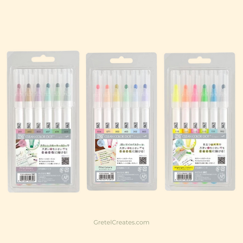 kuretake zig clean color dot pen sets