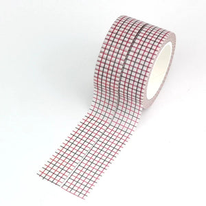 red and brown grid washi tape