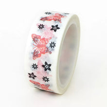 Load image into Gallery viewer, butterfly and flower washi tape,  red &amp; black decorative tape