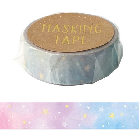 pastel watercolour stars washi tape, pink & blue galaxy decorative tape