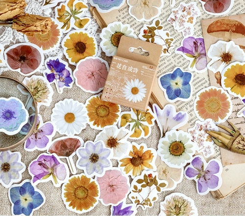 large summer flowers journaling sticker flakes