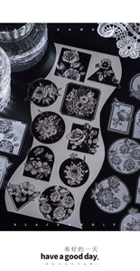 Transparent Floral Monochrome PET Stickers