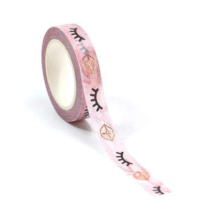rose gold foil lips & eyelash washi tape, copper valentine's love decorative tape