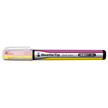 Load image into Gallery viewer, kokuyo beetle tip 3 way dual colour  highlighter pen yellow &amp; pink