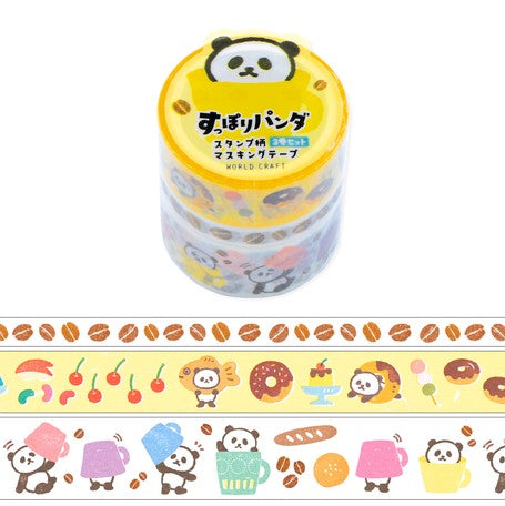 kawaii coffee washi tape set, cute panda decorative tape set