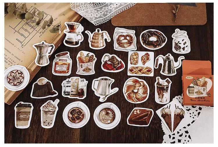 coffee and cake sticker flakes for journaling