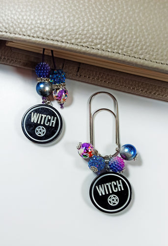 Witch Planner Dangle Jewellery, Blue & Purple Planner Charm, Planner Tails Bookmark