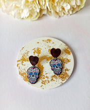 Load image into Gallery viewer, calavera acrylic earrings,día de muertos dangle earrings