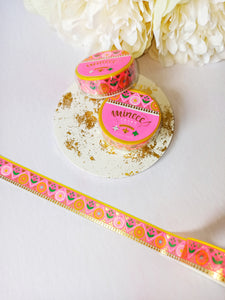 gold foil blossom pink washi tape, foiled pink & yellow decorative tape