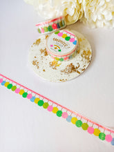 Load image into Gallery viewer, pompom tassel washi tape, gold foiled pink &amp; green decorative tape