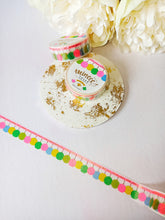 Load image into Gallery viewer, pompom tassel washi tape, gold foiled pink &amp; green decorative tape