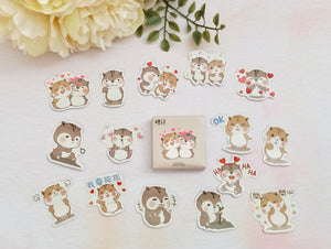 kawaii chipmunk scrapbook deco stickers, cute animal sticker flakes
