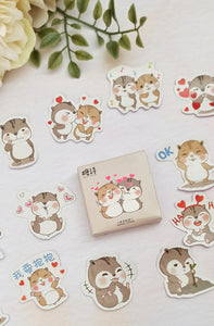 kawaii chipmunk scrapbook deco stickers, cute animal sticker flakes