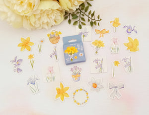 spring daffodils decorative sticker flakes, spring flower stickers