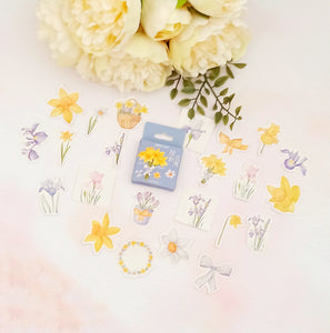 spring daffodils decorative sticker flakes, spring flower stickers