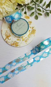 silver foil cloud washi tape, blue sky decorative tape