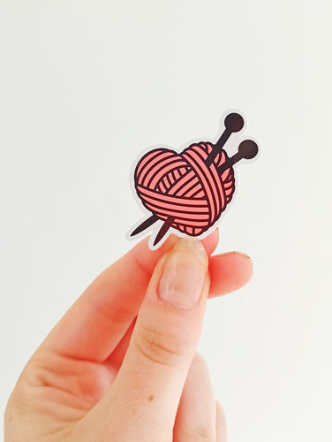 Yarn Heart Knitting Decorative Sticker