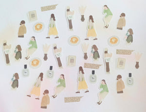 Q-lia Transparent Femme Closet Fashion Girl Sticker Flakes  - Nostalgic