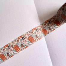 Load image into Gallery viewer, A notebook with a GretelCreates Vintage Style Happy Mail Washi Tape - 30mm on it.
