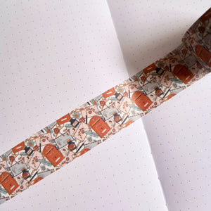 A notebook with a GretelCreates Vintage Style Happy Mail Washi Tape - 30mm on it.