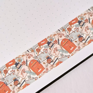 A notebook with a Vintage Style Happy Mail Washi Tape - 30mm by GretelCreates on it.