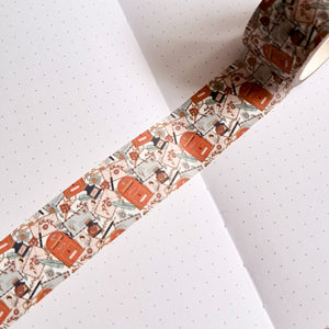 A notebook with a Vintage Style Happy Mail Washi Tape - 30mm from GretelCreates on it.