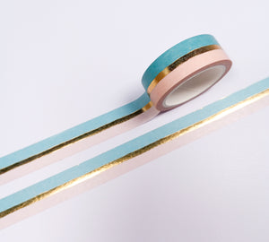 Pink & Blue Gold Foil Stripe Washi Tape