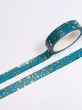 Load image into Gallery viewer, A 10mm Turquoise and Gold Foil Washi Tape from GretelCreates.